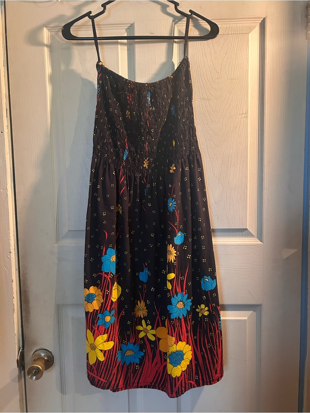 Cynthia Vincent Black Flowered Strapless Midi Sundress